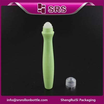 China SRS packaging plastic 15ml green color PETG roll on bottle with plastic ball for sale