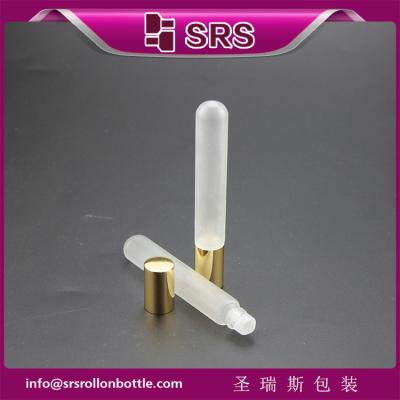 China SRS 10ml forst glass roll on essential bottle with gold aluminum cap for sale