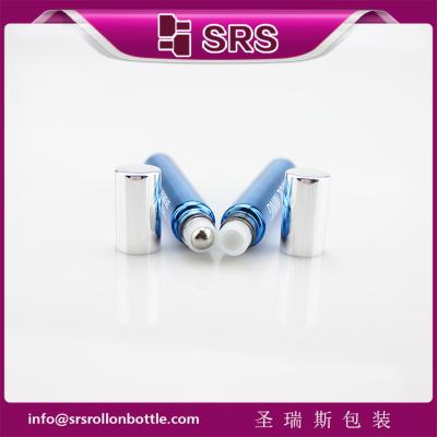 China SRS 10ml blue color glass roll on bottle with silver aluminum cap for sale