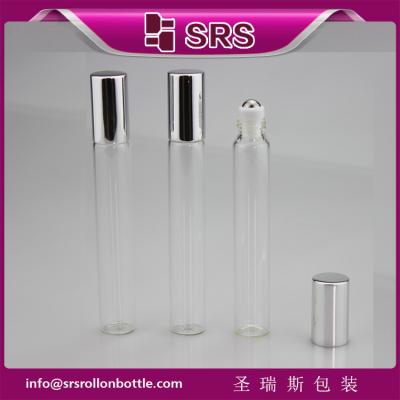 China SRS 10ml clear color glass roller ball bottle with silver aluminum cap for sale