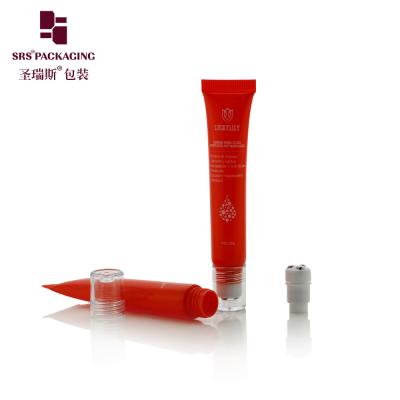 China Hot Red Injection PE 3 Steel Roller Ball Tube Squeezable D19mm 20ml For Eye Serum for sale