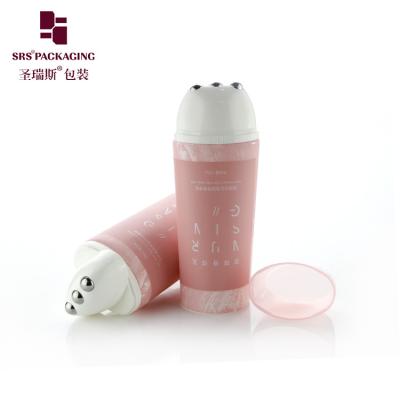 China D50mm Pink PE Roller Ball Tube Oval Shape For Neck Wrinkel Massage for sale