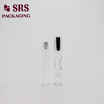 China SRS empty 8ml clear color glass roll on bottle with aluminum cap for sale