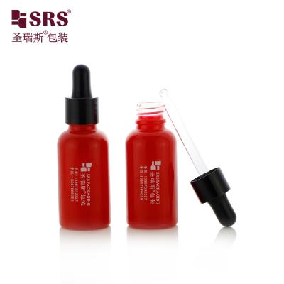 China D001-50ml Custom Hot Red Belly Oil Dropper Bottles For Sensitive Belly Care Products With Glossy Black PP Plastic Dropper Top With Glass Pipette for sale