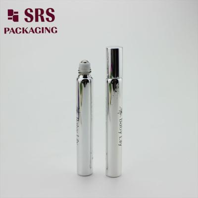 China SRS empty 15ml silver glass roll on bottle with silver aluminum cap for sale