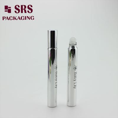 China SRS empty 15ml silver glass roller ball bottle with silver aluminum cap for sale