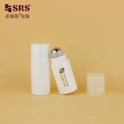 China PET30-50ML White PET Roll On Bottle With Screw Cap and Big Steel Roller Ball for sale