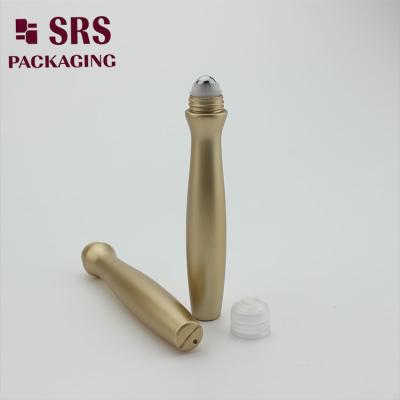 China SRS packaging empty plastic eye cream gold color 15ml roll on bottle for sale