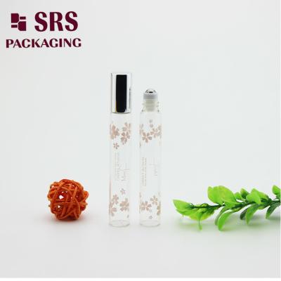 China SRS 10ml transparent color essential oil glass roll on bottle with silver aluminum cap for sale