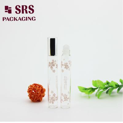 China SRS 10ml transparent color perfume glass roll on bottle with glass ball for sale