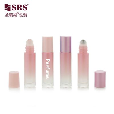 China BLPM-10ml Pink Empty Roller Ball Vial Container In Cylindrical Round Shape For Perfume Oil Cosmetic bottle with rose quartz Roller Ball à venda