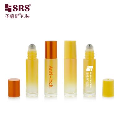 China BLPM-10ml Mould Glass Roller Bottle with Matte Gradient Yellow Color Customization Free Sample with Steel Ball for Scent Perfume for sale