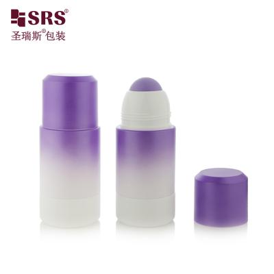 China RPPE(P)-75ML factory direct sale Empty Perfume Branding White Purple Gradient Refillable Roll On Bottle With Logo Printing with purple hollow roller ball for sale