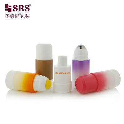 China PP PCR Plastic Refillable Roll On Perfume Bottle 50ml 75ml Eco Friendly Cylinder Round Design for Personal Care for sale