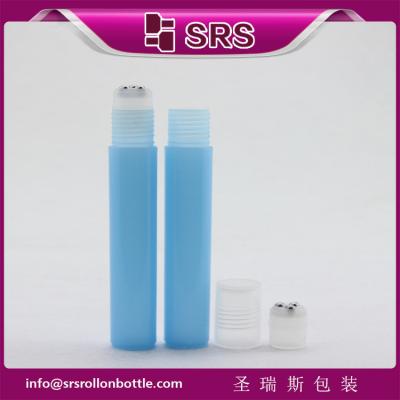 China Cosmetic empty 15ml plastic perfume roll on bottle with three steel ball for sale