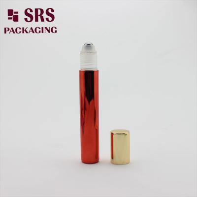 China SRS Empty Eye Cream Plastic Roll On Bottle Metalized Red Color 15ml for sale