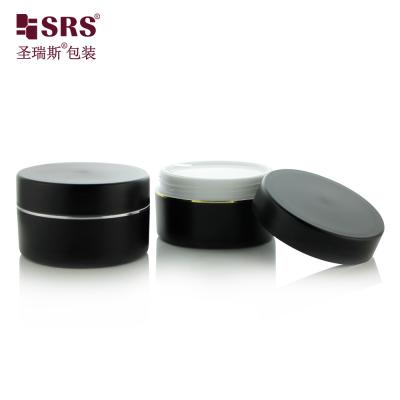 China SRSJK-100g Eco-Friendly Cosmetic Packaging Solutions Men Cosmetic Black 100g Cream Jar In Plastic For Body Scrubs for sale