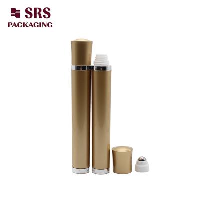 China SRS Plastic Gold Color Vibrating Roller Ball Bottle 10ml for Eye Cream for sale