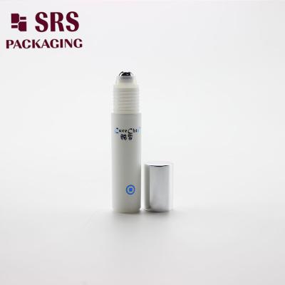 China SRS empty cosmetic 5ml white plastic eye cream roller ball bottle for sale