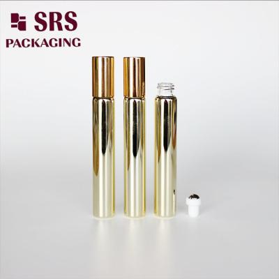 China SRS cosmetic empty 10ml gold glass roller ball perfume bottle for sale