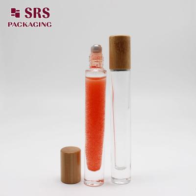 China SRS empty perfume bamboo cap 10ml glass bottle with roller ball for sale