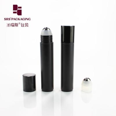 China Empty cosmetic 35ml matte black color plastic deodorant roller bottle for sale