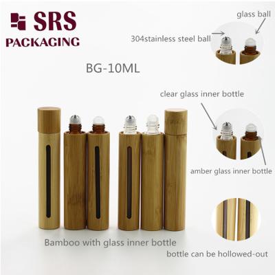 China SRS Real Bamboo Cosmetic Perfume Glass Roll On Bottle 8ml 10ml 15ml for sale