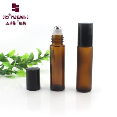 China Steel Ball Amber Glass Roll On Perfume Bottles Leak Proof for sale