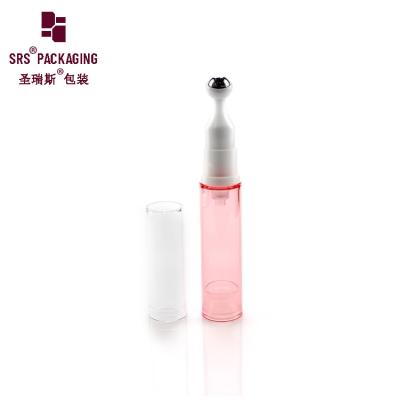 China Cosmetic empty pink color round shape 10ml roller bottles plastic for sale