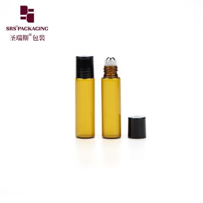 China Cosmetic Mini Thin Wall Glass Roll On Bottle Empty Amber Color 5ml for sale