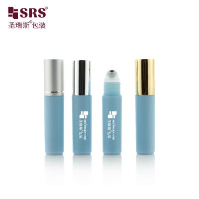 China RPA-5ML Blue Empty Plastic Roller Bottle With Silver Top Metal Roller Ball for sale