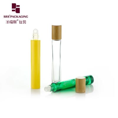 China GB1-10ml Empty Coating Glass Roll On Applicator Bottle 10ML With Bamboo Cap for sale