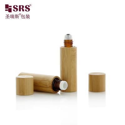 China Cosmetic Glass Bamboo Roll On Bottle 5ml For Essential Oils Perfume for sale