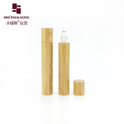 China In Stock 15ml Empty Bamboo Roller Bottle With Bamboo Screw Cap Inner Glass Bottle For Perfume Essential Oils for sale