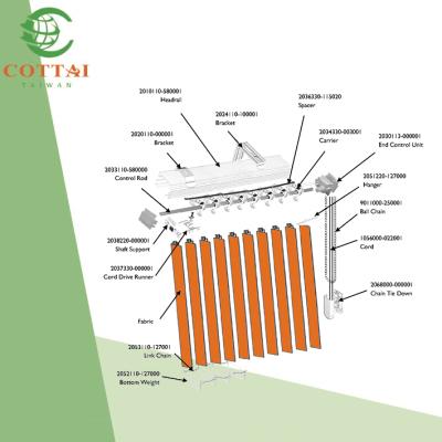 China COTTAI slat - component blind vertical curtain - high profile for sale