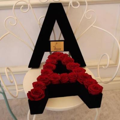 China Custom Handmade Unique Design Letter Shape Flower Valentine's Day Gift Rose Box for sale