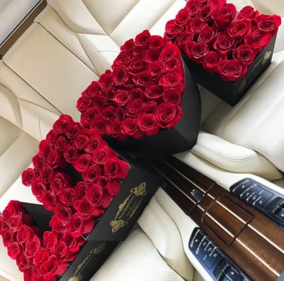 China Recyclable Recyclable Rigid Cardboard Paper Rose Flower Box for Christmas for sale