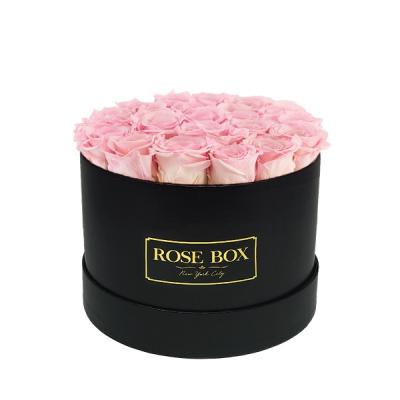 China Natural Touch Flower Boxes With Logo Printed Round Flower Rose Custom Box With Clear Lid for sale