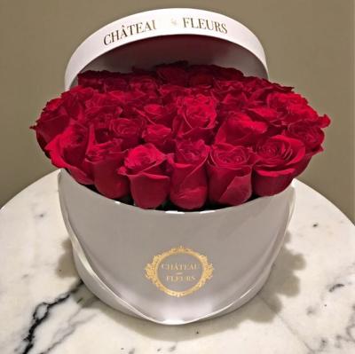 China Recycled Materials Green Grace Hot Selling Rigid Luxury Round Cardboard Flower Packaging Box for sale