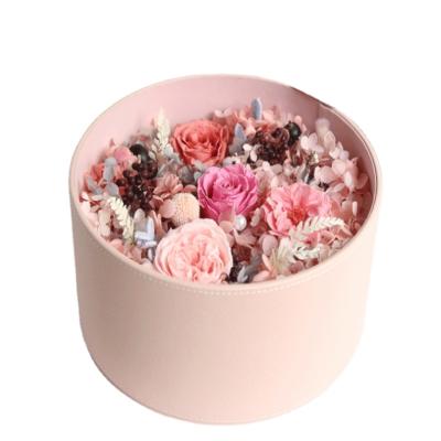 China Natural Touch Luxury Printing Custom Design Pink Round Cylinder Gift Box For Flower Packaging for sale