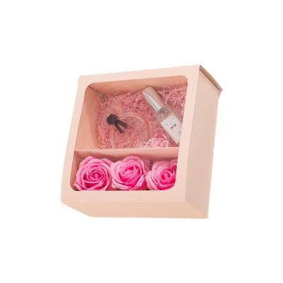 China Luxury natural touch roses box packaging for square flower box for sale