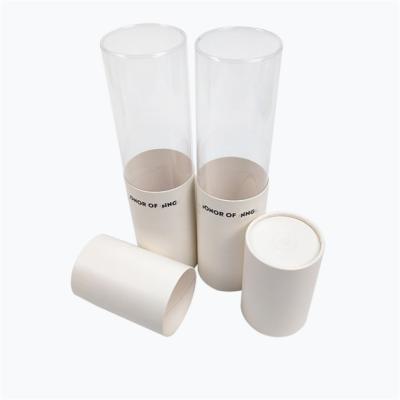 China Recyclable Green Christmas Gift PVC Cylinder Cosmetic Packaging Box Grace Custom Logo Round Paper for sale