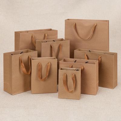 China Recycled Materials Green Grace Custom Logo Kraft Paper Grocery Bags With Your Own Logo for sale