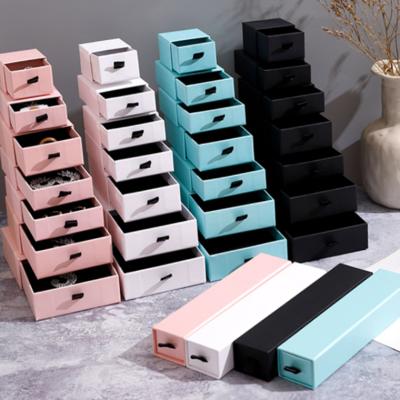 China Recycled Materials Green Luxury Small Boxes For Jewelry Earring Packaging Drawer White Paper Box for sale