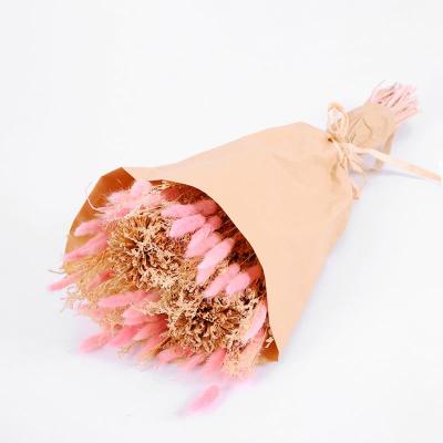 China Contemporary Dried Flower Bouquet Arrangements 2021 Spring 25*20*52CM Dried Natural Items With Paper Wrapped For Wedding Party Home Decoration for sale