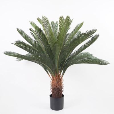 China Contemporary Artificial Potted Trees Looks Large 103*110*105cm Cycad POTTED TREE LVS25 Bonsai Plants Fake Plants For Indoor Decorations for sale