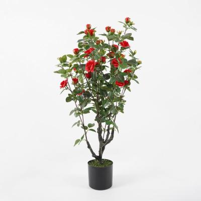 China Contemporary Artificial Rose Tree Beautiful Fake Rose Tree Potted Tree 68*56*118cm In PP Pot Bonsai Plants For Indoor Decorations for sale