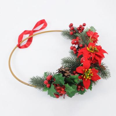 China 50%Polyester Fabric Christmas Garland Artificial Christmas New Year 33*58CM Faux Hanging Christmas Wreath For Party Home Store Decoration for sale