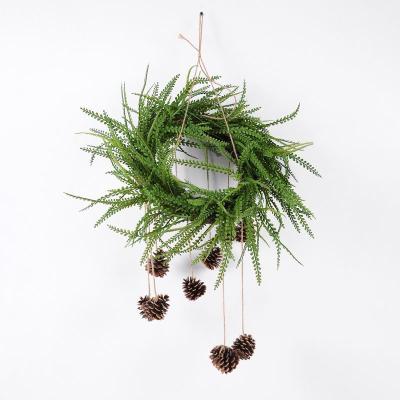 China Artificial Plants Wreath 85%pe GREEN Fake Pine Cones 50*50*88cm Fake Christmas Weath for sale