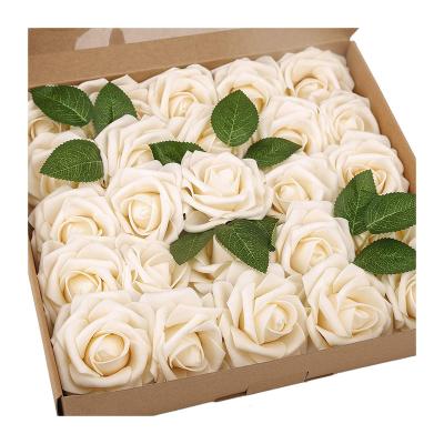 China Wholesale 25pcs High Quality Wedding Party Soft Latex Foam Roses Artificial Bunches For Gift Wedding Decoration Background Flowers for sale